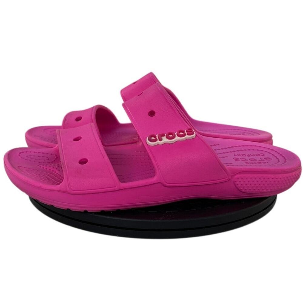 Unisex Crocs 206761 Croslite Slip On Classic Two Strap Slide Sandal M7/W9 Pink